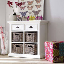 Nova Solo Halifax White Painted Small Buffet Sideboard with Rattan Baskets B181 - White Tree Furniture