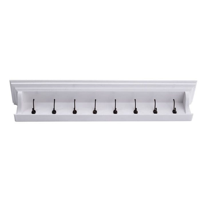 Halifax White Painted 8 Hook Coat Rack 130cm - White Tree Furniture