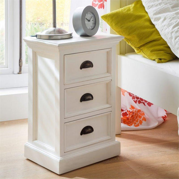 Halifax White Painted Small 3 Drawer Bedside Cabinet - White Tree Furniture