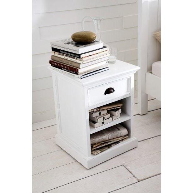 Halifax White Painted Bedside Table with Shelves - White Tree Furniture