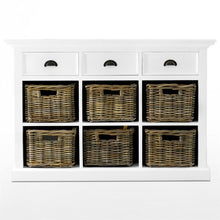 Halifax White Painted Sideboard with Drawers and Rattan Baskets - White Tree Furniture