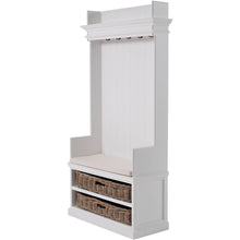Halifax White Painted Coat Rack Bench with Seat and Baskets - White Tree Furniture