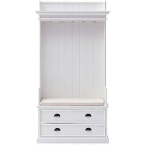 Halifax White Painted Coat Rack Bench with Seat and Drawers - White Tree Furniture
