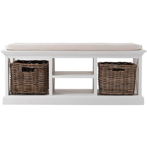 Halifax White Painted Hallway Bench with Basket Set - White Tree Furniture