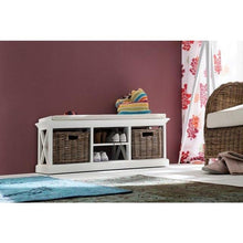 Halifax White Painted Hallway Bench with Basket Set - White Tree Furniture
