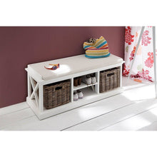 Halifax White Painted Hallway Bench with Basket Set - White Tree Furniture