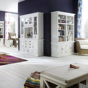 NOVASOLO HALIFAX Large White Bookcase with Cupboards CA613 - White Tree Furniture