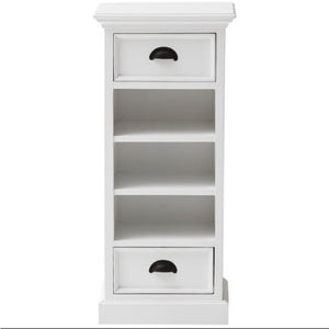 Halifax White Painted Narrow Tallboy Chest of Drawers with Rattan Baskets - White Tree Furniture