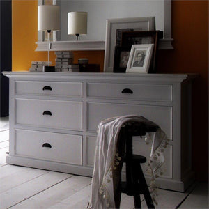 NOVASOLO Halifax White Bedroom Dresser 6 Drawers - White Tree Furniture