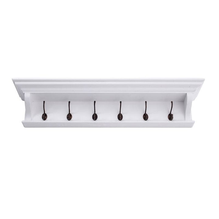 Halifax White Painted 6 Hook Coat Rack 100cm - White Tree Furniture