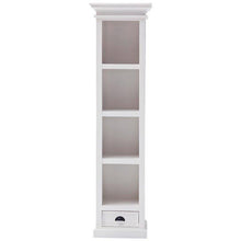 Halifax White Painted Tall Narrow Bookcase with Drawer - White Tree Furniture