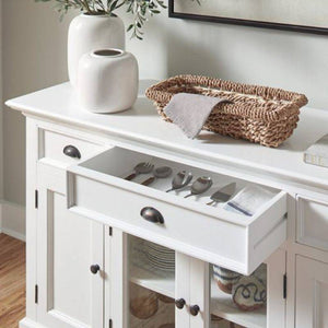 HALIFAX White Kitchen Sideboard Cabinet with Glass Doors B191 - White Tree Furniture