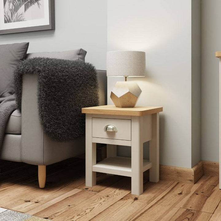 Toulouse Grey Painted Oak 1 Drawer Side Table - White Tree Furniture