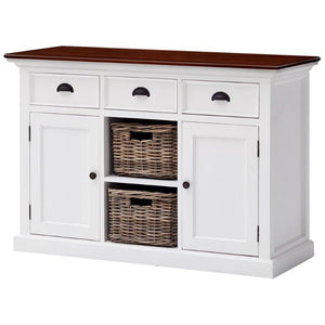 Nova Solo Halifax Accent White Painted Buffet Sideboard with Rattan Baskets B129TWD