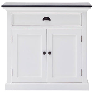 NOVASOLO Halifax Contrast Small White Cabinet with Black Top B180CT - White Tree Furniture