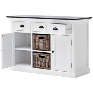 Nova Solo Halifax Contrast White Painted Buffet Sideboard with Rattan Baskets B129CT
