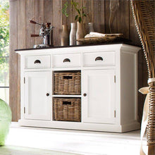 Nova Solo Halifax Contrast White Painted Buffet Sideboard with Rattan Baskets B129CT