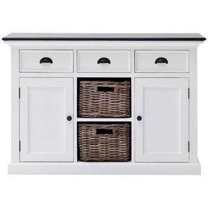 Nova Solo Halifax Contrast White Painted Buffet Sideboard with Rattan Baskets B129CT