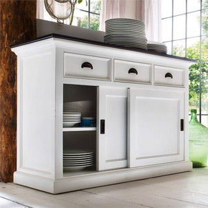 NOVASOLO Halifax Contrast White Sideboard Cabinet with Sliding Doors B130CT - White Tree Furniture