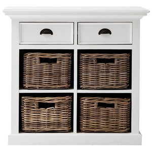 Nova Solo Halifax White Painted Small Buffet Sideboard with Rattan Baskets B181 - White Tree Furniture