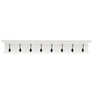 Halifax White Coat Rack with 8 Hooks 130cm D161 - White Tree Furniture