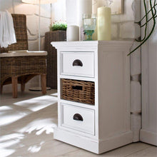 Halifax White Painted Bedside Cabinet with Rattan Basket CA585 - White Tree Furniture