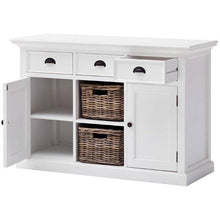 NOVASOLO Halifax White Sideboard Cabinet with 2 Rattan Baskets B129 - White Tree Furniture