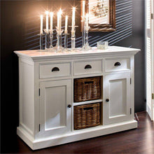 Nova Solo Halifax White Painted Buffet Sideboard with Rattan Baskets B129