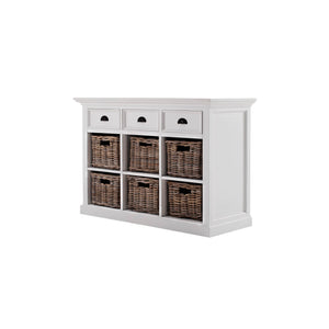 Halifax White Painted Sideboard with Drawers and Rattan Baskets - White Tree Furniture