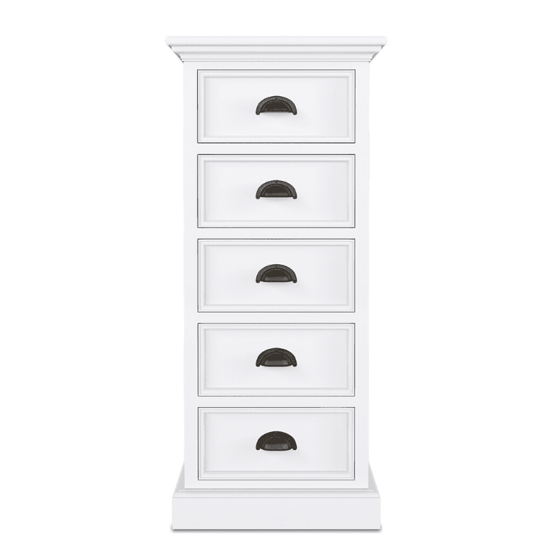 Halifax White Painted 5 Drawer Tallboy CA600 - White Tree Furniture