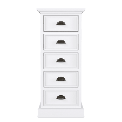 Halifax White Painted 5 Drawer Tallboy CA600 - White Tree Furniture