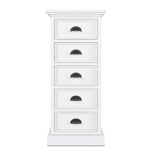 Halifax White Painted 5 Drawer Tallboy CA600 - White Tree Furniture