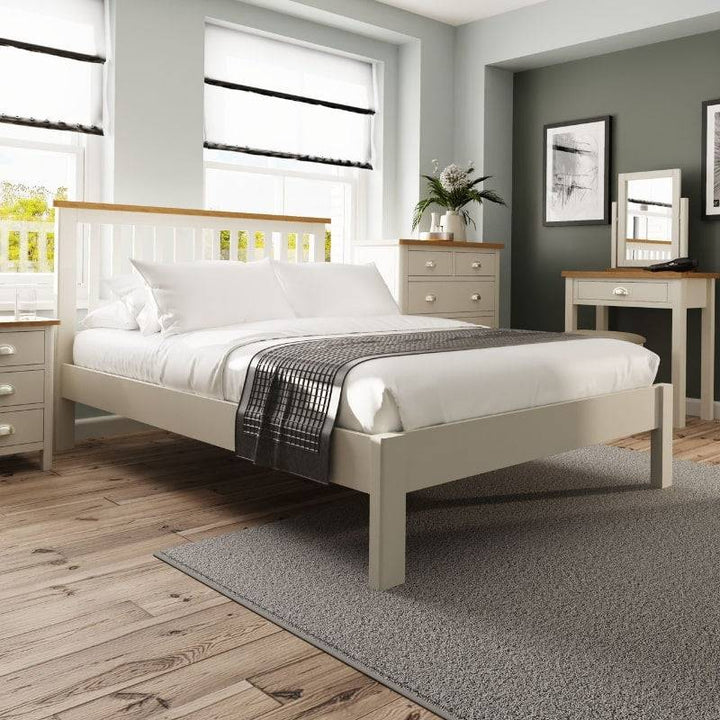 Toulouse Grey Painted Oak Double Bed Frame - White Tree Furniture