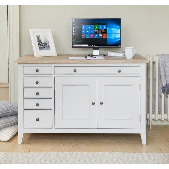 Baumhaus Signature Grey Hidden Home Office Desk - White Tree Furniture