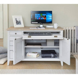 Baumhaus Signature Grey Hidden Home Office Desk - White Tree Furniture