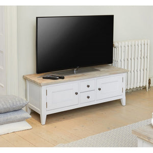 Baumhaus Signature Grey Widescreen TV Unit - White Tree Furniture