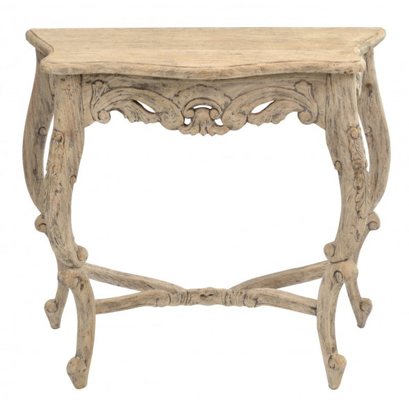 French Styled Hand Carved Distressed Console Table