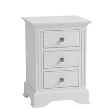 Alsace White Painted Bedside Cabinet with 3 Drawers - White Tree Furniture