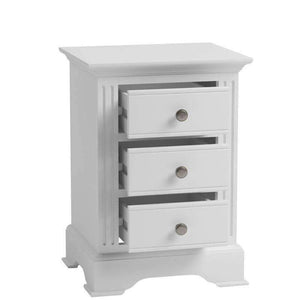 Alsace White Painted Bedside Cabinet with 3 Drawers - White Tree Furniture
