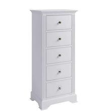 Alsace White Painted 5 Drawer Tallboy - White Tree Furniture