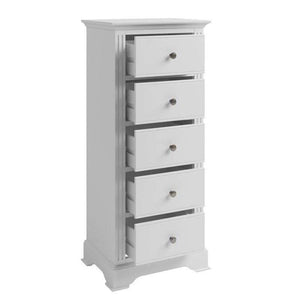 Alsace White Painted 5 Drawer Tallboy - White Tree Furniture