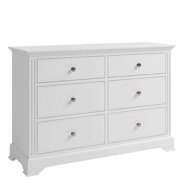 Alsace White Painted 6 Drawer Chest of Drawers - White Tree Furniture